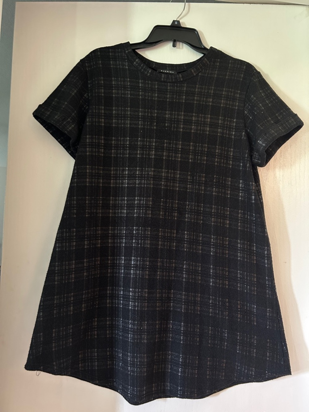 Cherish Black Plaid Short Sleeve Dress